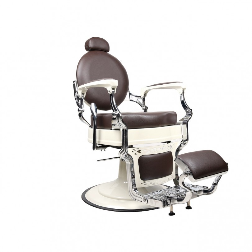 Барбер кресло модель Vintage 001 (White-brown) , бело-коричневое
